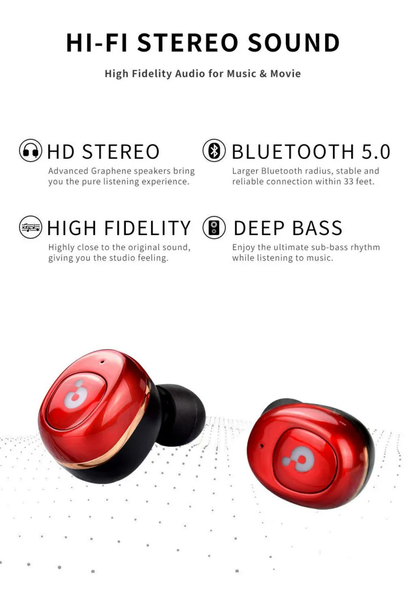 A5 Bluetooth 5 0 настоящие беспроводные наушники Hi Fi стерео мини Спортивные