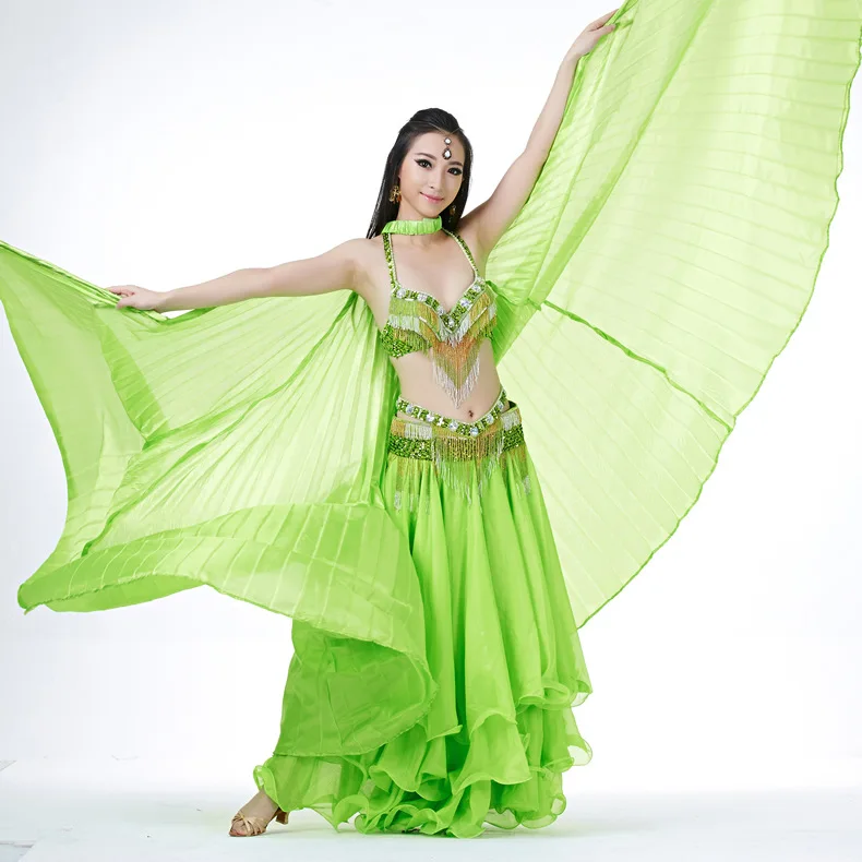 Сценический реквизит танцевальные аксессуары 360 градусов крылья с палочками без разреза танец живота Isis Крылья мягкий шелк как ткань