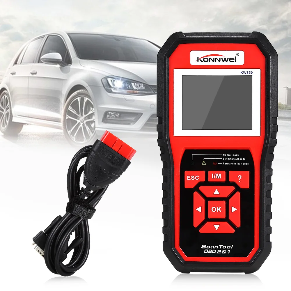 KONNWEI KW850 Универсальный OBD2 EOBD Автомобильный сканер кода многоязычный TFT дисплей
