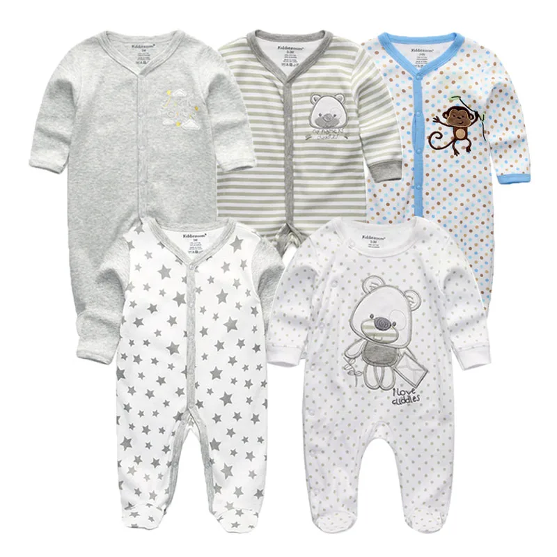 baby romper18 1/3/4/5 шт./лот, Одежда для новорожденных мальчиков Костюмы Размер 0-12 мес., комплект для маленьких девочек одежда для малышей, комбинезон с длинными рукавами хлопковый комбинезон; богемный комплект, Roupa de bebe - Цвет: baby romper18