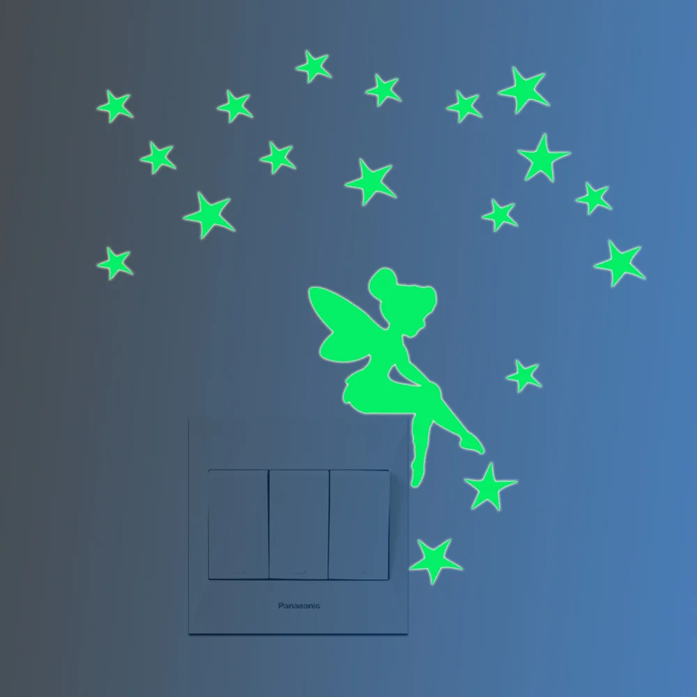 

1PC Light Emitting Fairy Wall Sprinkle kid Star Room Fluorescent Switch Bumper Sticker Decoration Stickers