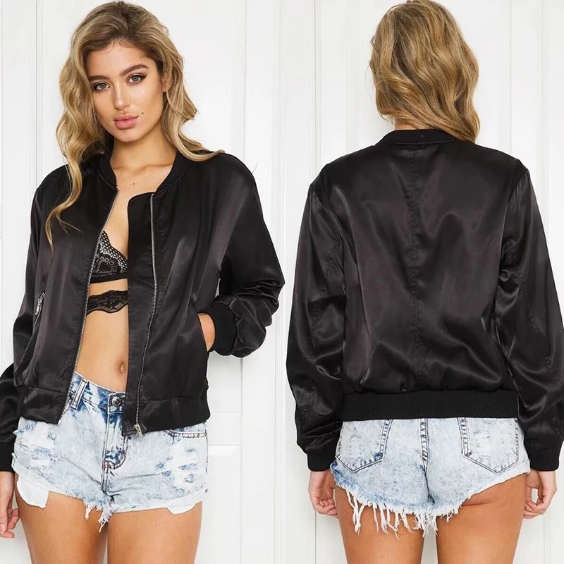 NVZHUREN Solid Pink Bomber Jacket Long Sleeve Autumn Women Cotton Coats Winter Spring Femme Basic Outerwear For Woman | Женская одежда