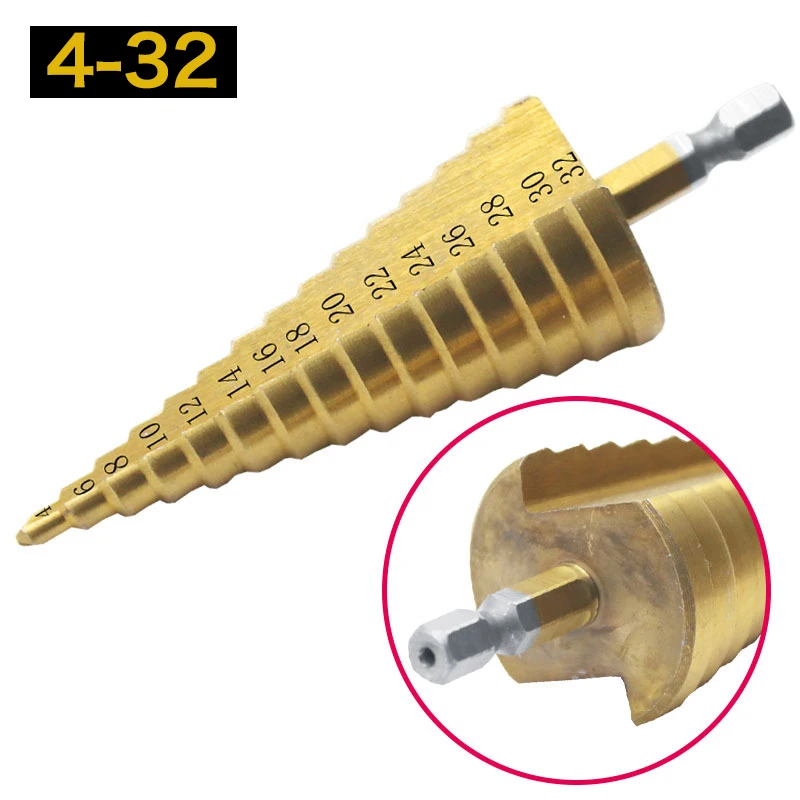 Jewii HSS4241Titanium Step Twist Drill 4-12mm 4-20mm 4-32mm Cone Cutt Tools Metal Bit Set for Iron Wood Working | Инструменты