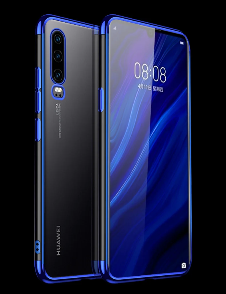 Чехол для Huawei P30 модный прозрачный покрытие мягкий силиконовый чехол телефона