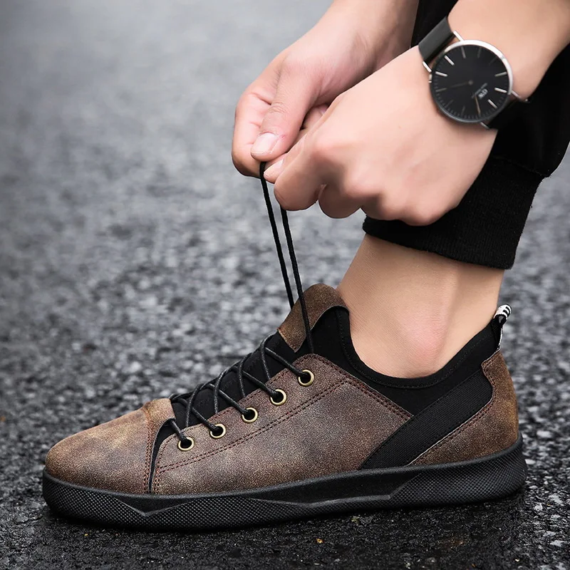 Man Autumn Leisure Shoes Fashion Sneakers 2019 Casual Men PU Leather Student Trainers Chaussure Homme | Обувь