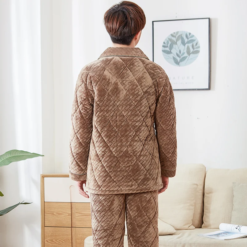 J & Q новая Пижама Мужская пижама Hombre Invierno зимняя Herren Толстая спальная одежда