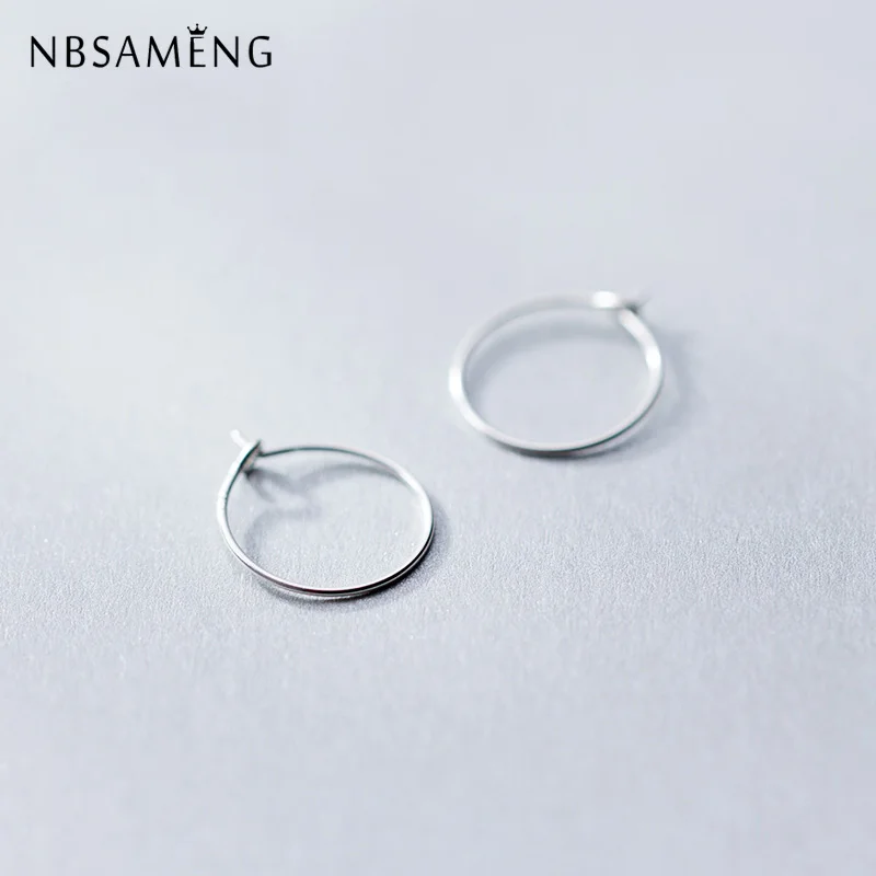 Женские серьги кольца NBSAMENG 100% Стерлинговое Серебро 925 пробы ювелирное изделие в