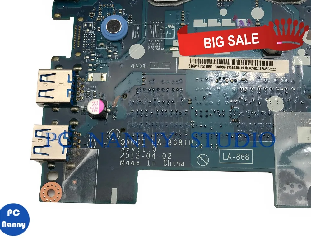 ПК Няня для Lenovo G485 Материнская плата ноутбука LA 8681P DDR3 с одной ОЗУ