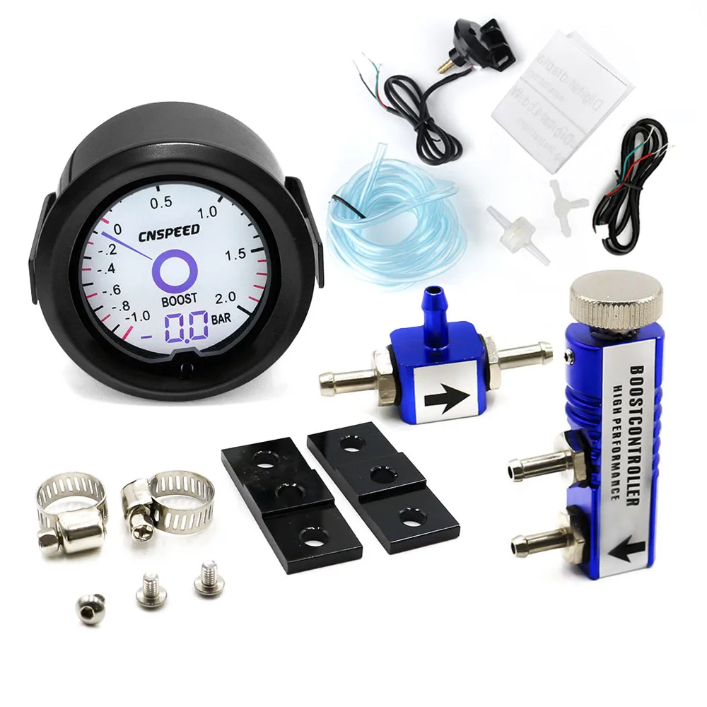 blue Controller 2 дюйма/52 мм турбо Boost Gauge жидкий кристалл 7 цветов виртуальный дисплей со стрелкой турбо Настольный бар с регулируемым контроллером комплект - Цвет: blue Controller
