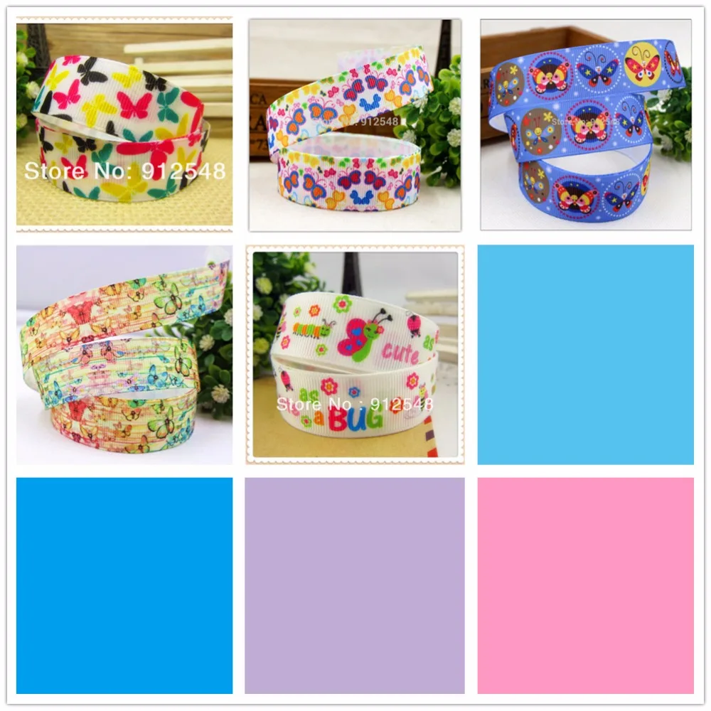 Лента бабочка корсажная с принтом 1572997 22 мм 5 ярдов/партия|butterfly ribbon|gift wrapribbon ribbon |