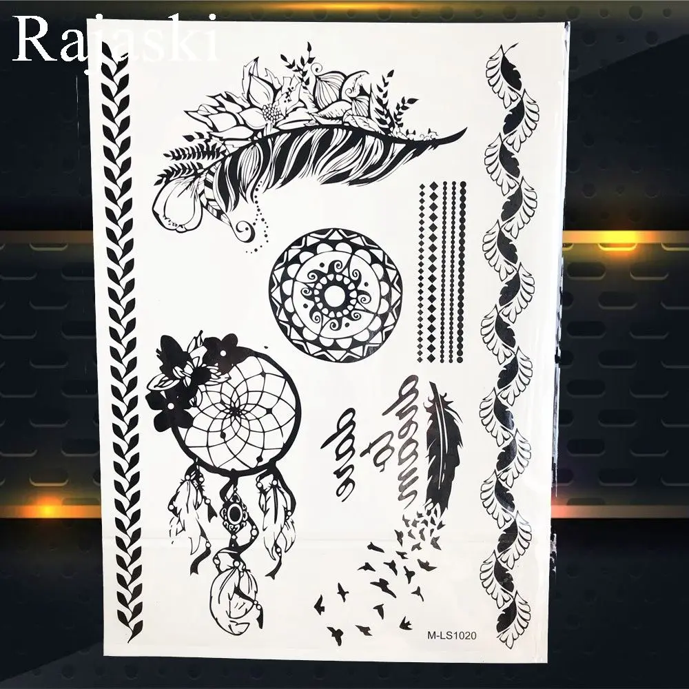 Ги серьги хна мандала цветок татуировки наклейки черный браслет временная