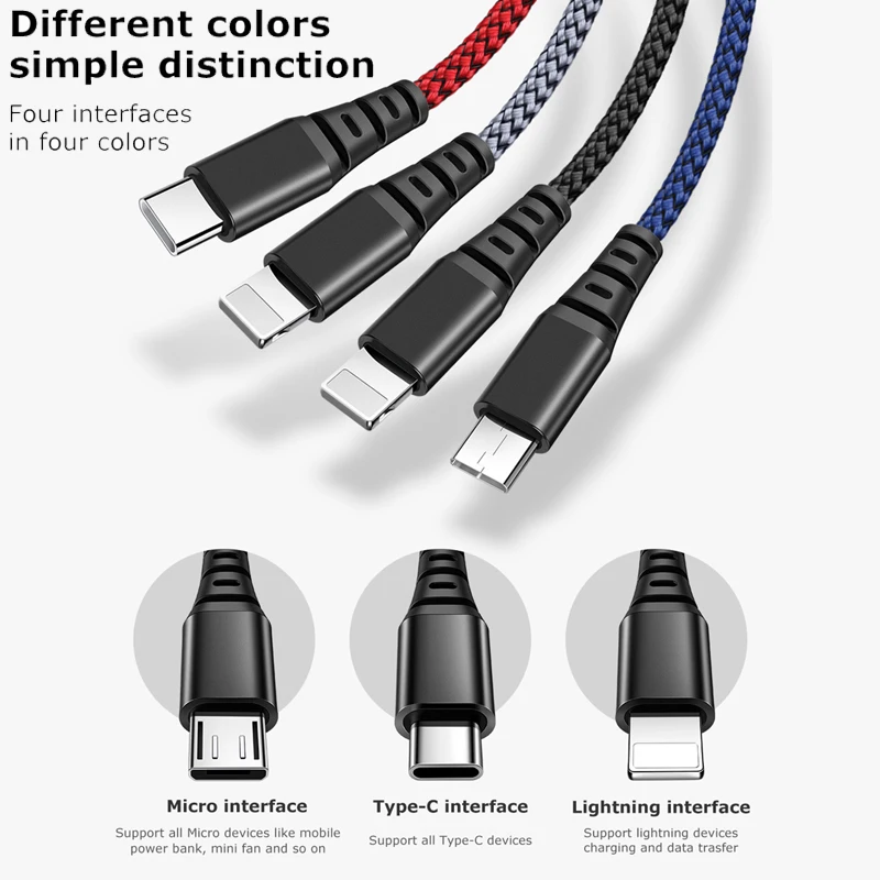 Mcdodo USB кабель для IPhone Xs Max XR X 4 в 1 зарядный кабель usb type C для samsung Xiaomi 9 USB C кабель 3 в 1 Micro USB кабель