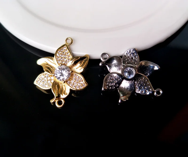 

10Pcs CZ crystal Flower Double Bails Charm,CZ zircon Micro pave Connector,Jewelry Finding DIY Bracelet necklace making CT167
