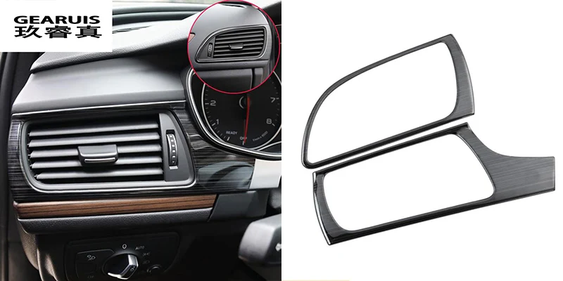 Стайлинг автомобиля, передняя накладка на воздуховыпускное отверстие переменного тока, декоративная рамка, наклейка, крышка для Audi A6 C7 2012-2018, интерьерные автоаксессуары, левый руль