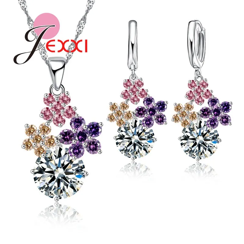 Женский комплект из колье и серёг серебра 925 пробы|jewelry sets|jewelry sets weddingset for women |