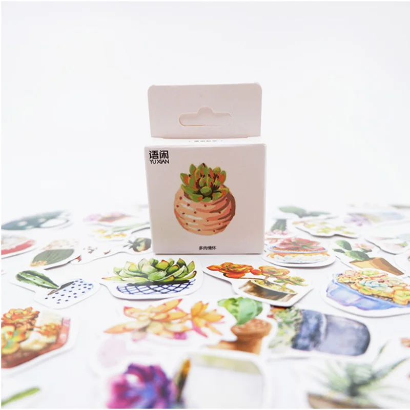 

50 Pcs/Box Fleshy plant paper sticker DIY diary album decoration stickers scrapbooking planner label Scrapbook stationery