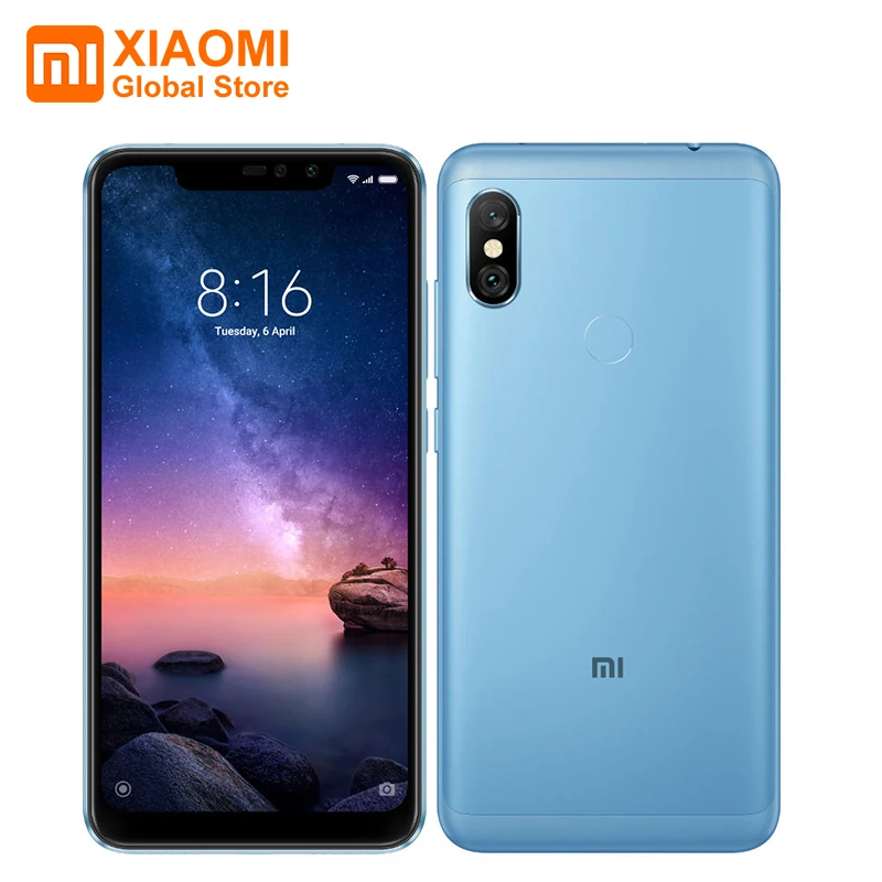 Глобальная версия Xiaomi Redmi Note 6 Pro 4 Гб 64 26 дюйма FHD + Восьмиядерный процессор Snapdragon 636