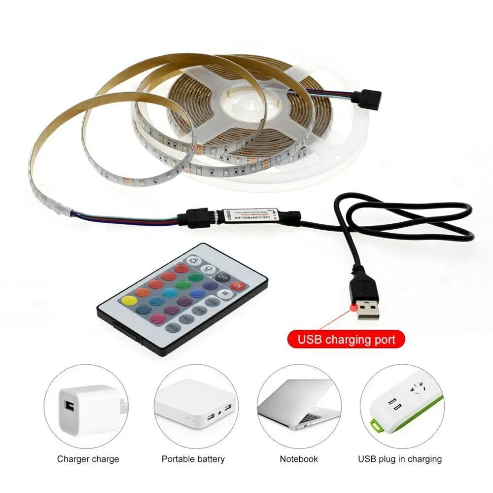 5V USB силовой светодиодный светильник RGB/белый/теплый белый 2835 3528 SMD HD ТВ Настольный