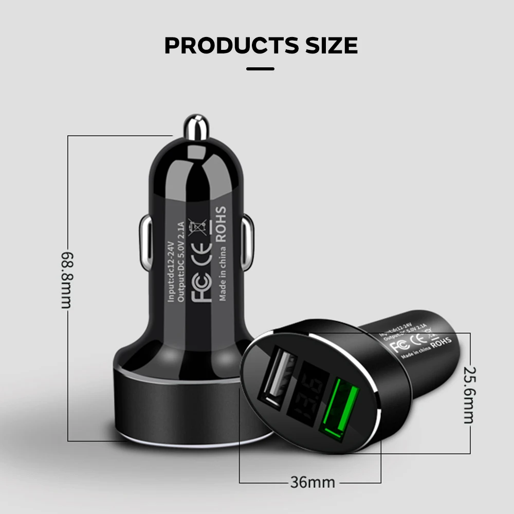 QC3.0 двойной USB автомобильный прикуриватель зарядное устройство для телефона разветвитель гнездо адаптер 2.4A СВЕТОДИОДНЫЙ монитор напряжения Авто Автомобильный USB Разъем конвертер