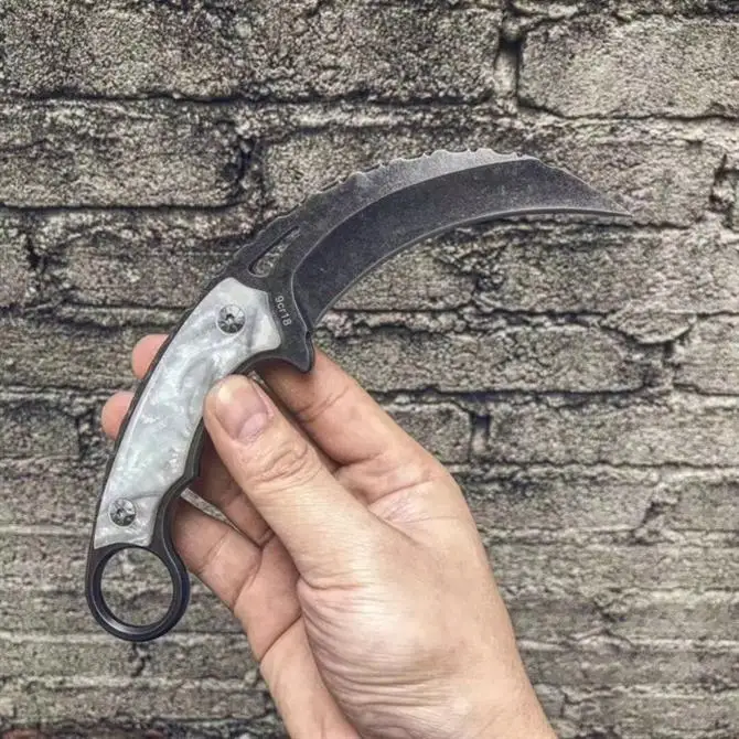 Нож karambit с Aleck ручкой 9cr18mov лезвие Высокое качество Открытый Отдых EDC инструмент