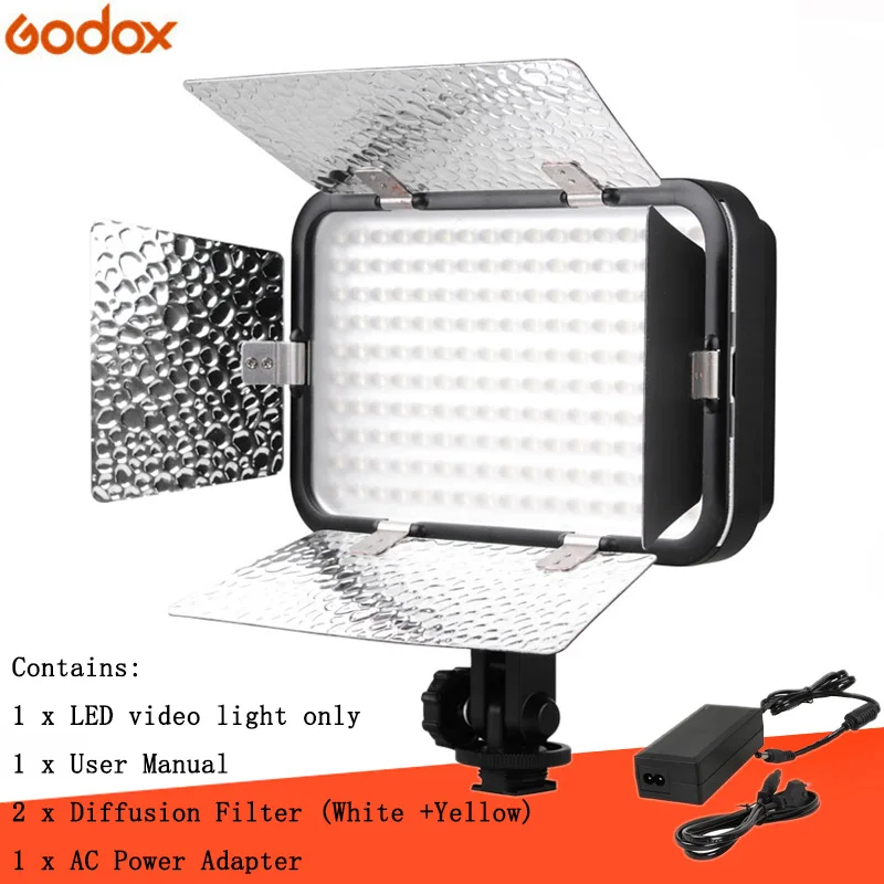 Godox светодиодный 170II Горячий башмак непрерывный Портативный видео светодиодный панельный свет для DSLR DV камеры Цветовая температура 5500-6500K - Цвет: Черный