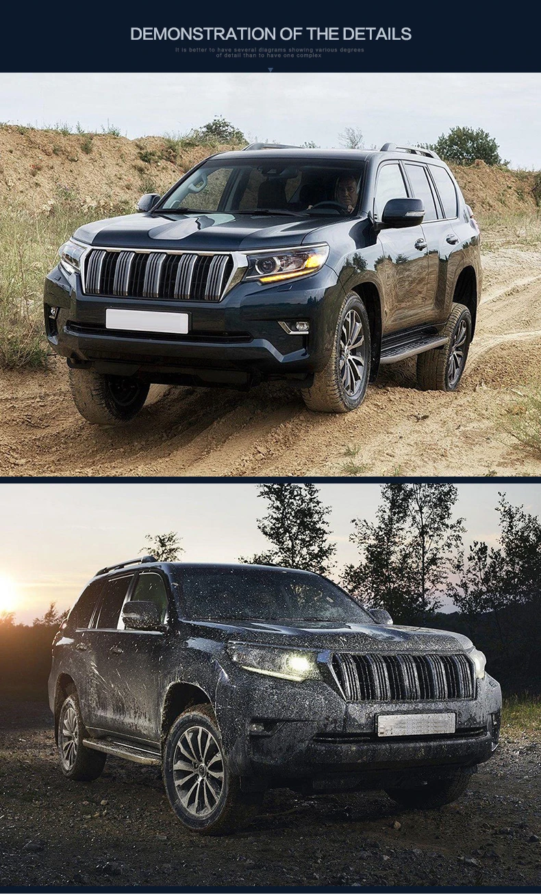 Vland Factory автомобильные аксессуары Головной фонарь для Toyota Land Cruiser Prado-up полный светодиодный светильник на голову с последовательным индикатором