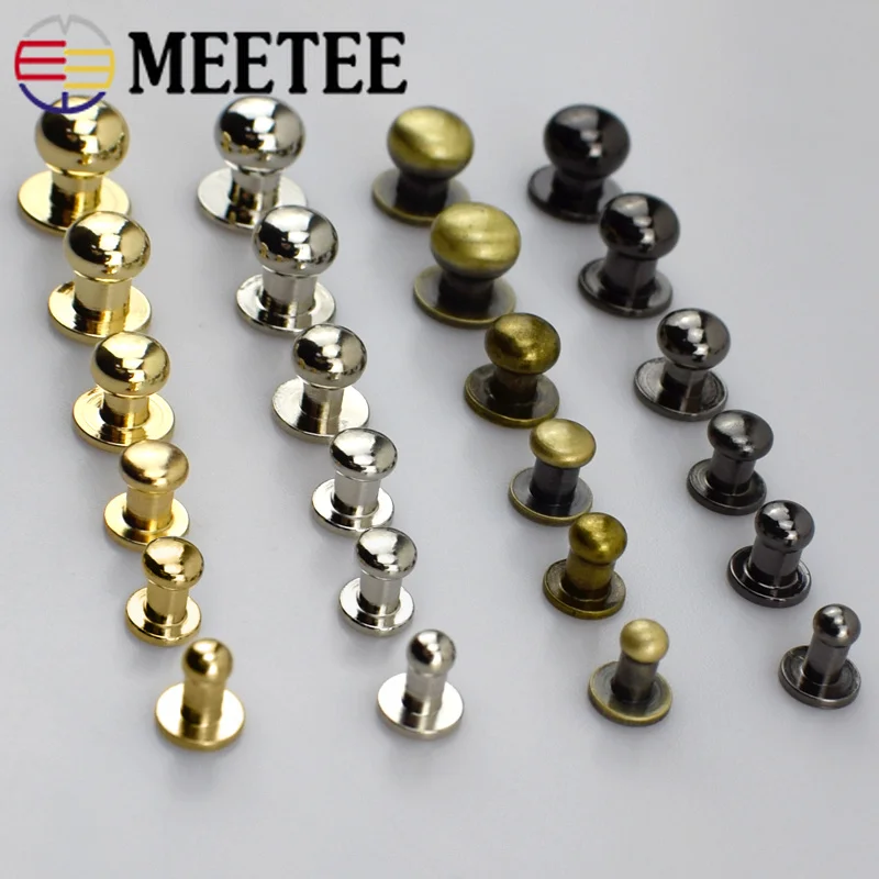 Meetee 20 шт 5-8 мм плоская головка винтовый гвоздь заклепки DIY сумка книга Ноутбук металлический Фиксирующий Ремень аксессуары заклепки Пряжка BF007