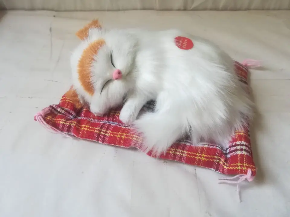 Белый спящий Кот с желтой головой примерно 12x10 см|Мягкие игрушки животные| |