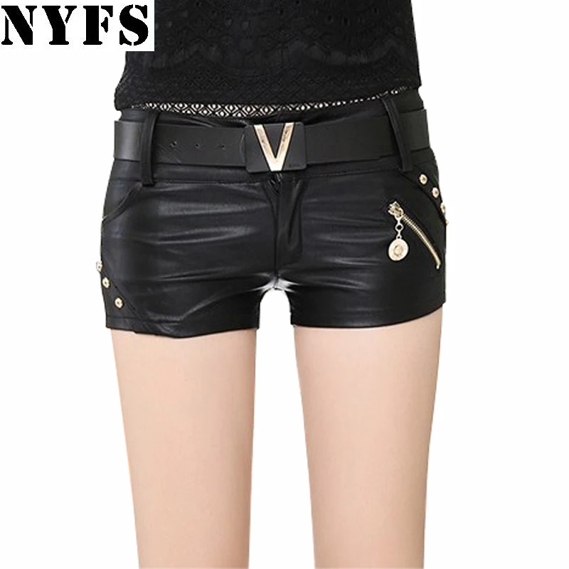 Женские облегающие шорты NYFS черные винтажные из искусственной кожи на весну лето