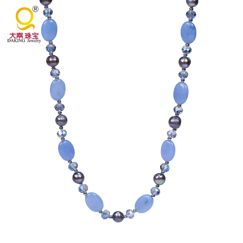 Жемчужное ожерелье Daking в форме настоящей картофеля с каменными бусинами колье