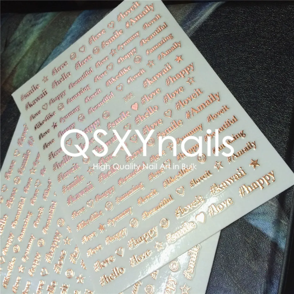 Hot 2pcs Rose Gold 3D Metal Letter Words Pattern Nail Art Sticker Adhesive Decals for Manicure Decoration | Красота и здоровье