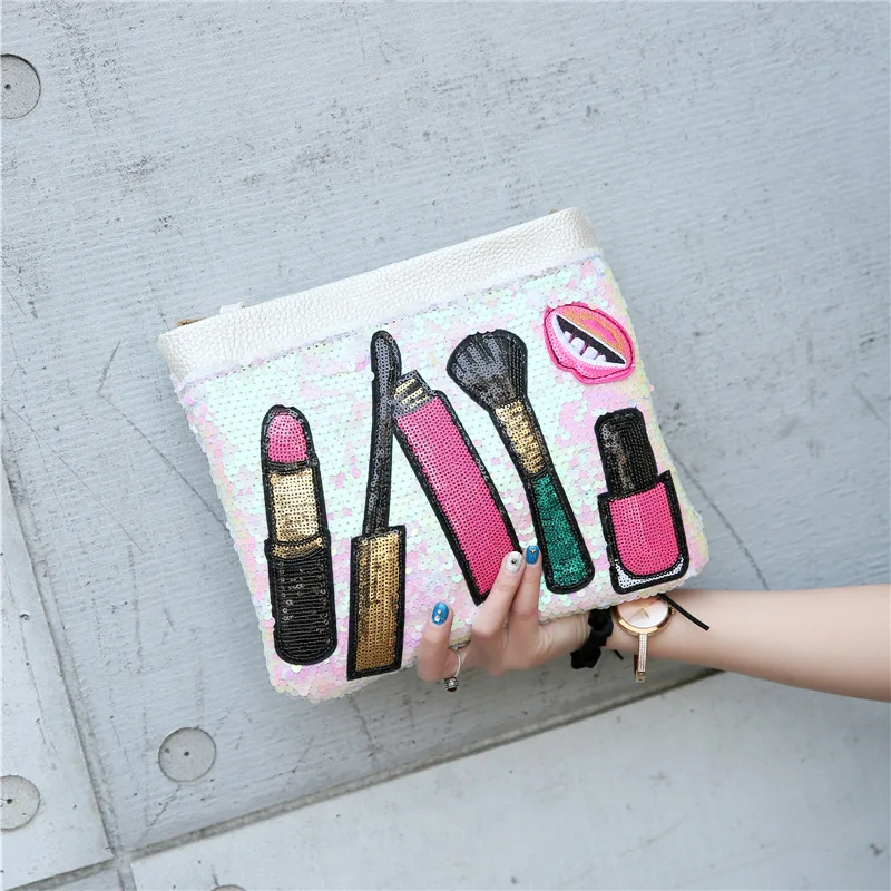 Adiyate Мода блестками Для женщин Курьерские сумки новый Губная помада Роскошные