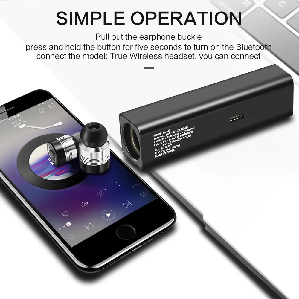 FSU беспроводные Bluetooth наушники мини Hifi шумоподавление внутриканальное зарядное