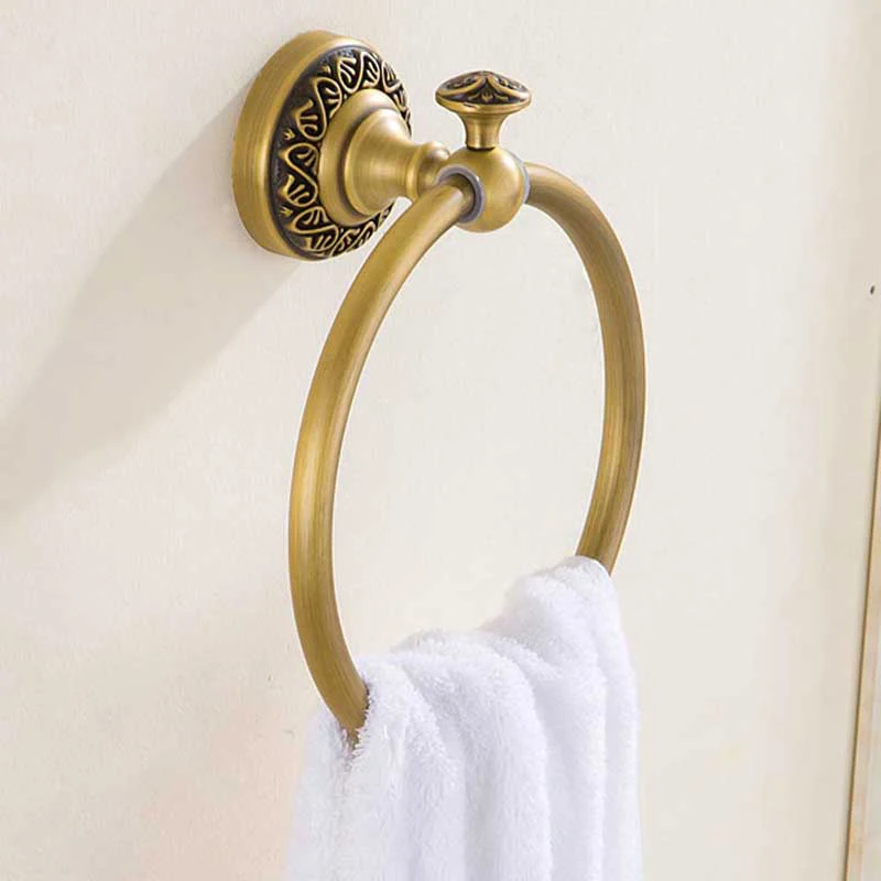 Towel Ring Антикварные латунные стаканы для ванной комнаты и держатель настенный двойной керамический стакан латунный стеллаж аксессуары для ванной комнаты - Цвет: Towel Ring