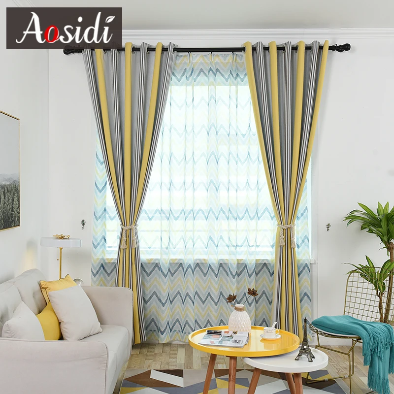 AOSIDI цветные полосатые занавески для гостиной окна современные затемняющие шторы