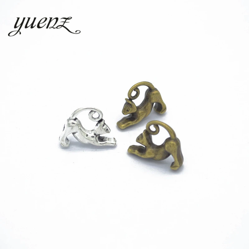 YuenZ 10 шт 3D кошка амулеты тибетская Серебряная бронзовая подвеска античное