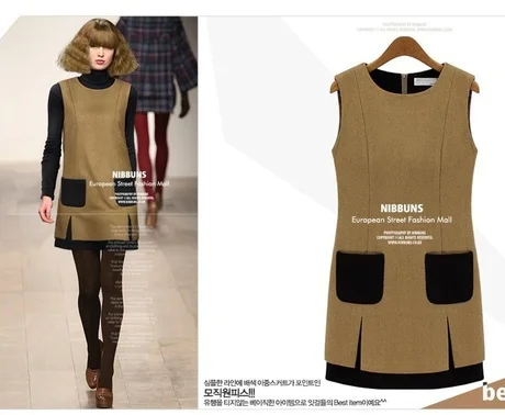 2014 New autumn/winter dresses fashion the Cloth round collar vest women dress free shipping C117 | Женская одежда