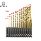 Набор спиральных Сверл из быстрорежущей стали с титановым покрытием, 1,5  6,5 мм, 13 шт., с шестигранным хвостовиком 14 дюйма, для деревообработки DT6