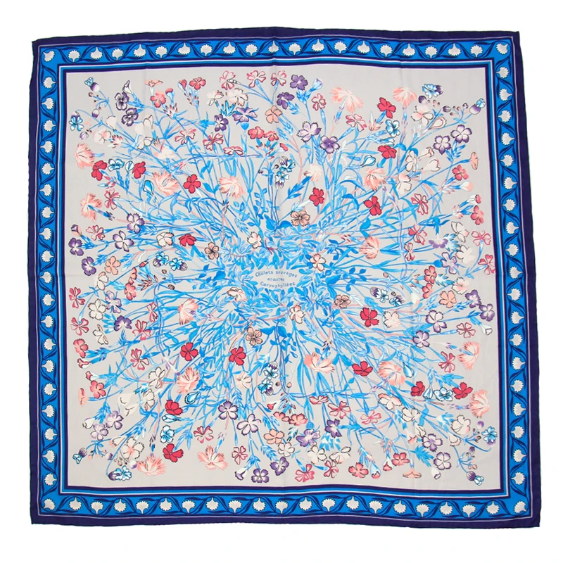 Роскошный брендовый 100% саржевый шелковый шарф MAGNOLIA разноцветный квадратный в