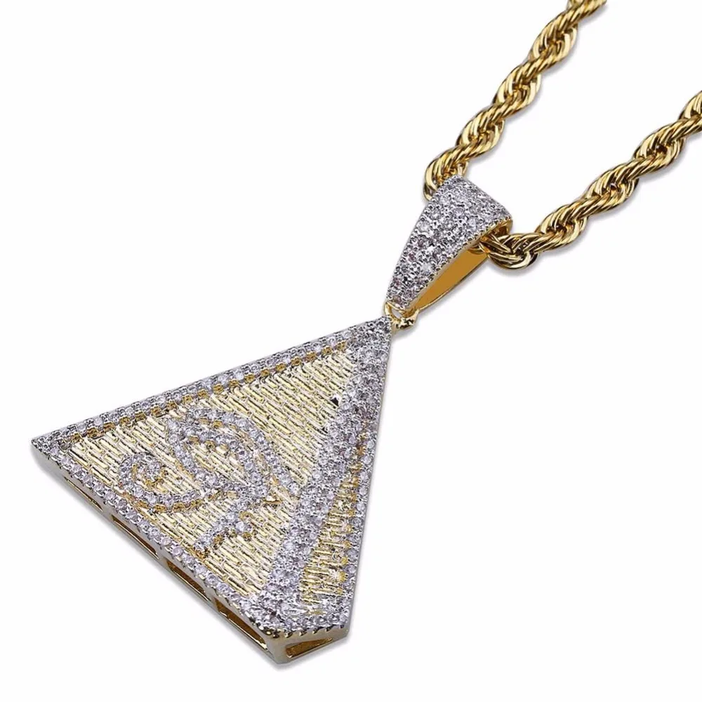 Фианитами с креплением микро паве Стразы Bling лед из золота Цвет пирамиды Horus глаз