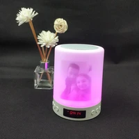 hzfcew custom pattern colorful night light smart portable wireless bluetooth speaker touch control led bedside table lamp fr375