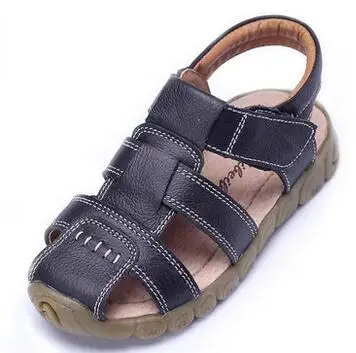 Настоящие кожаные кроссовки с резиновой подошвой детские сандалии спортивная