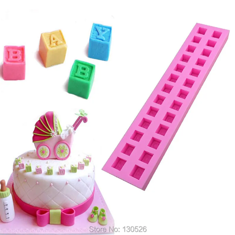 3D Детский строительный блок с большими английскими буквами формы для помадки и