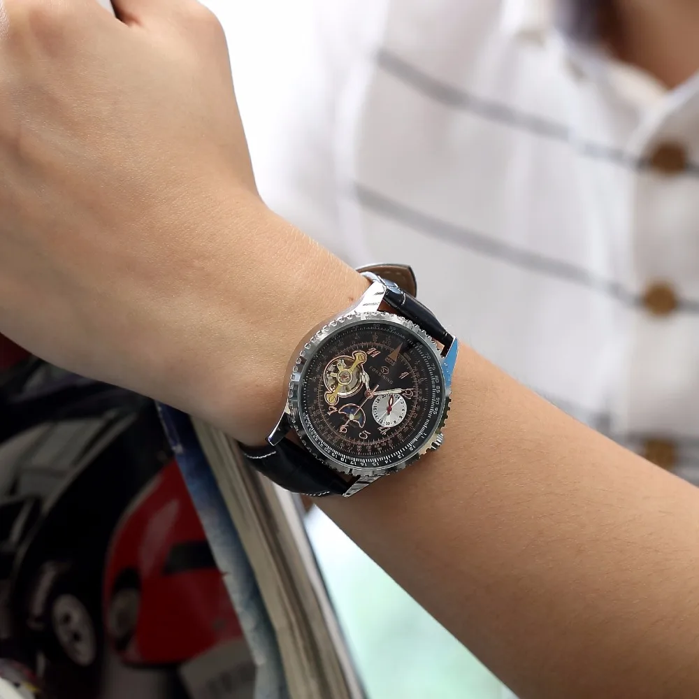 Часы наручные FORSINING Мужские автоматические механические с кожаным ремешком и