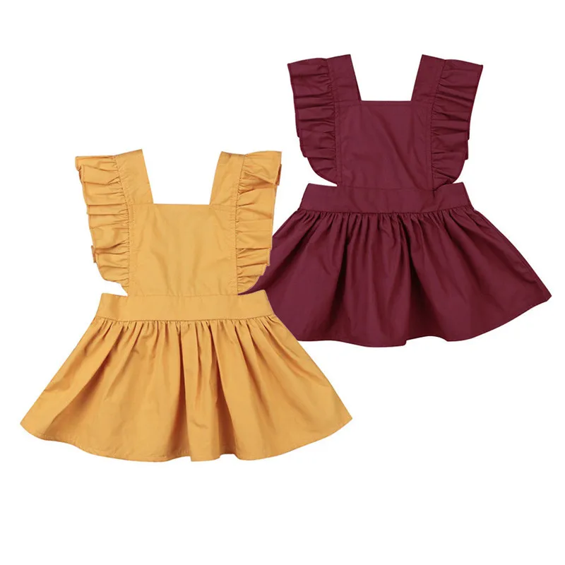 PUDCOCO Toddler Baby Girl Ruffled Sundress Backless Baptism Party Kids Sleeveless Pageant Dresses | Детская одежда и обувь