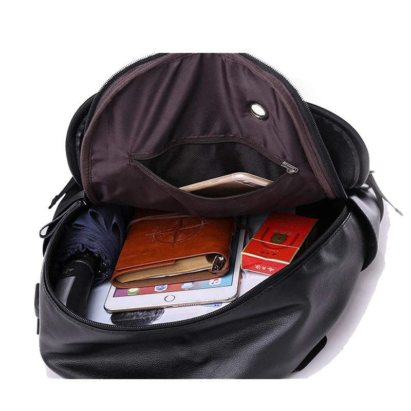 

Chuwanglin leather backpack men's usb Charging backpacks new fashion school bags casual Laptop backpack trend men bag A9121