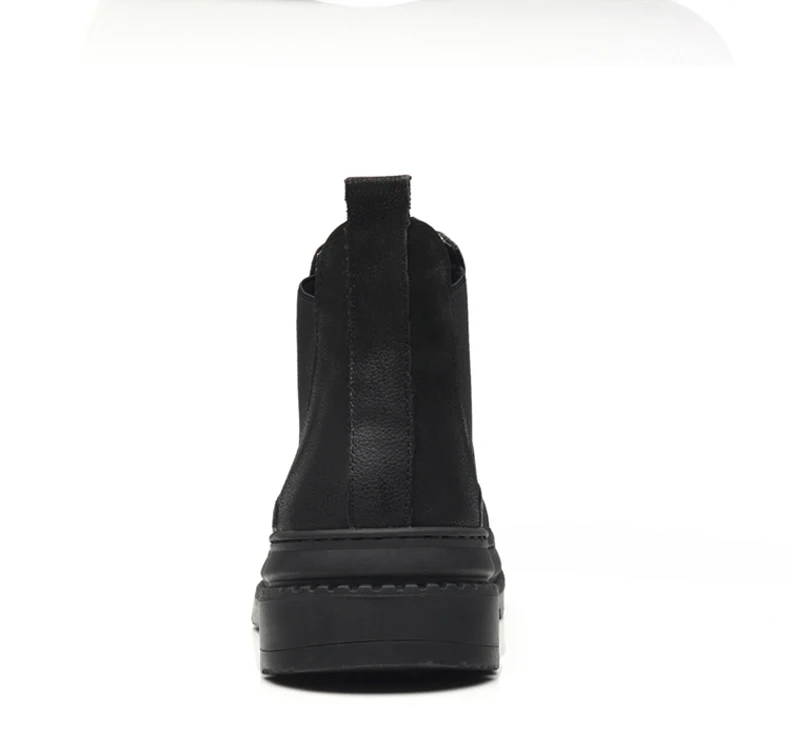 Plus Size 38-47 Chelsea Boots Men Winter Shoes Black Genuine Leather Thick sole Mens Footwear Warm Plush nonslip snow boots