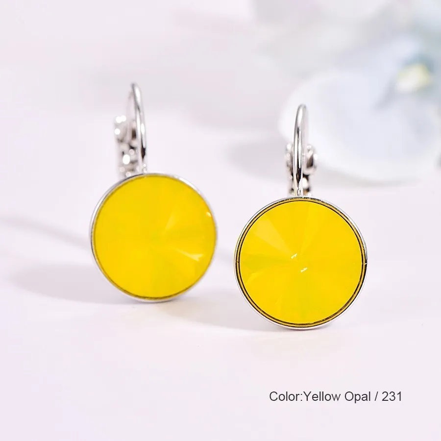 Yellow Opal-231 Висячие серьги с кристаллами Swarovski, новые модные висячие серьги, круглые женские серьги Bella, элегантные вечерние ювелирные изделия на свадьбу - Окраска металла: Yellow Opal-231