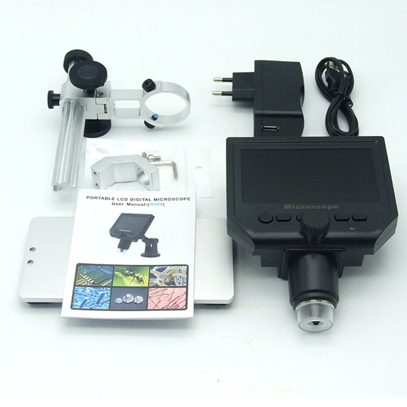 

Portable 600X 3.6MP Digital Microscope 4.3" LCD Electronic HD Video Microscopes USB Endoscope Magnifier Camera Al-alloy Stent