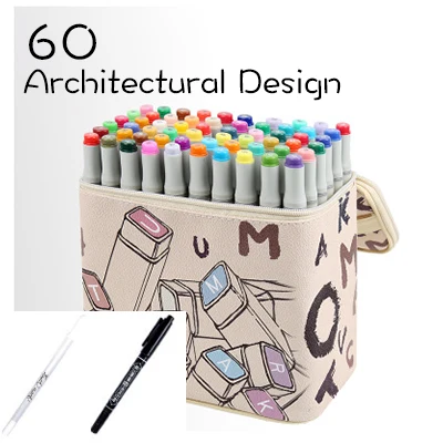 60architectural desi Touchmark 30/40/60 Цвет Dual Head набор маркеров для живописи алкоголя эскиз Маркеры Ручка для искусства раскрашивания манга дизайн Art Поставщик кисти - Цвет: 60architectural desi